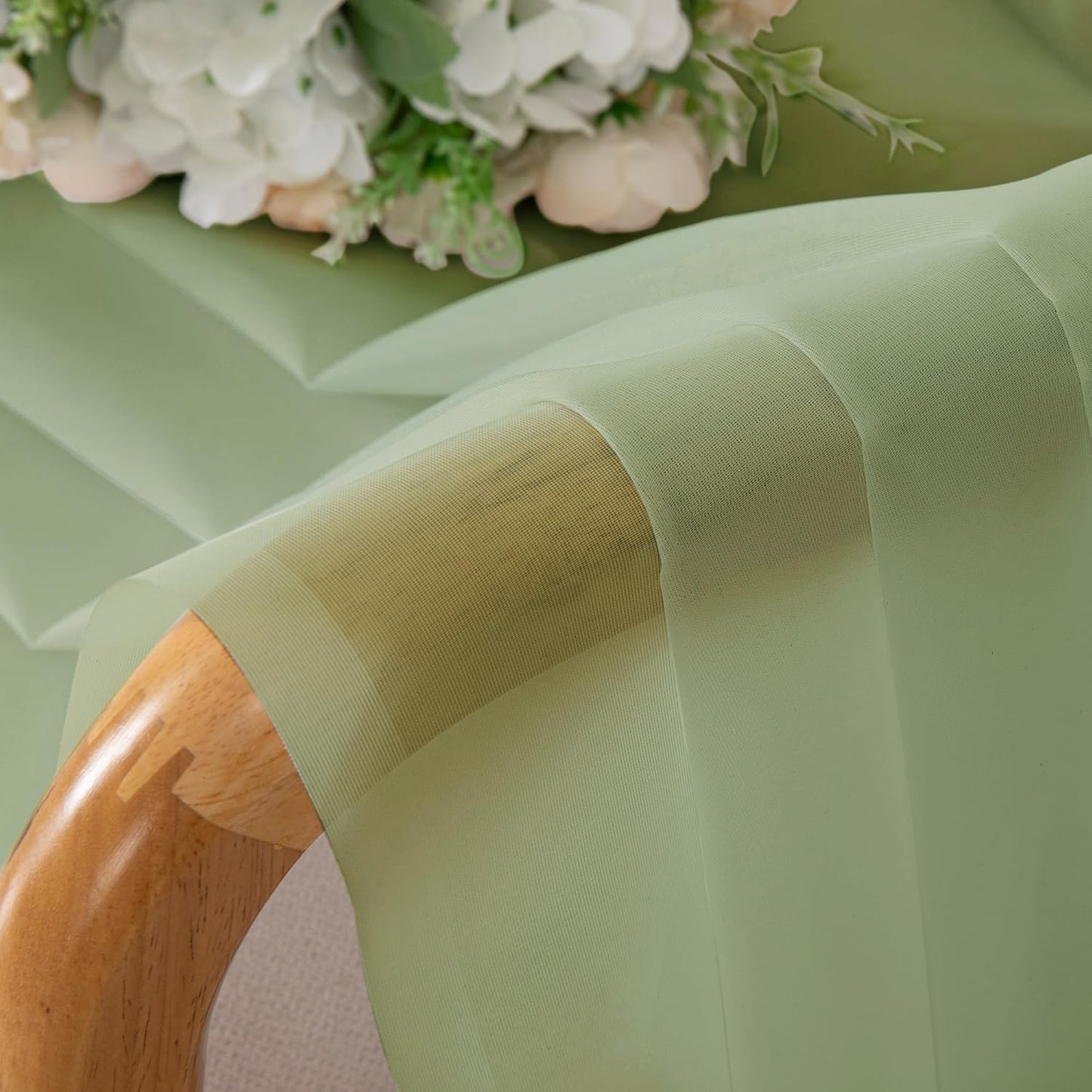 Chyhomenyc Light Green Sheer Valances for Windows 2 Pack, Small Window Curtains for Living Room Bathroom Cafe Laundry Basement, Modern Top Dual Rod Pocket Voile Curtain, 42W x 14L inches