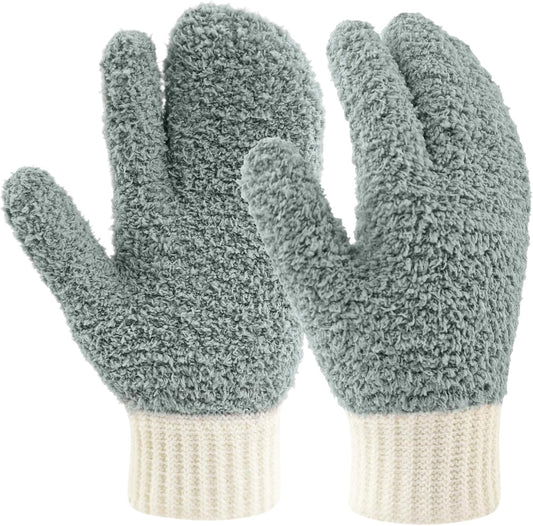 MIG4U Microfiber Dusting Gloves House Cleaning Glove for Blinds, Windows, Shutters, Furniture, and Car, Reusable Lint-Free Gray S/M