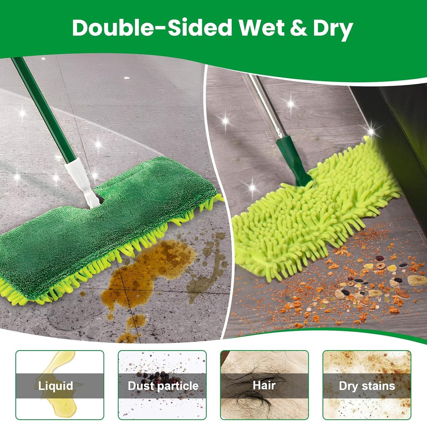 3 Pack Mop Head Replacement for Libman 18" 2-Sided Microfiber Dust Mop, Washable & Reusable Mop Pad Refills for Libman Flat Mop for Indoor & Outdoor Flooring, Bedrooms, Kitchens, Living Rooms