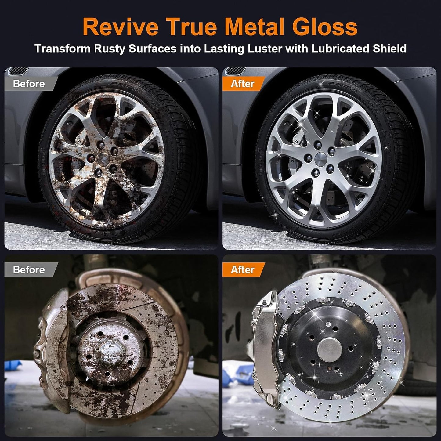 Rust Remover Spray for Metal - 2025 Upgrade Heavy Duty Metal Cleaner for Vehicles, Tools, Chains, Iron Out Rust Stain Remover, Multi-Surface Cleaner, Fast-Acting Oxidation Remover