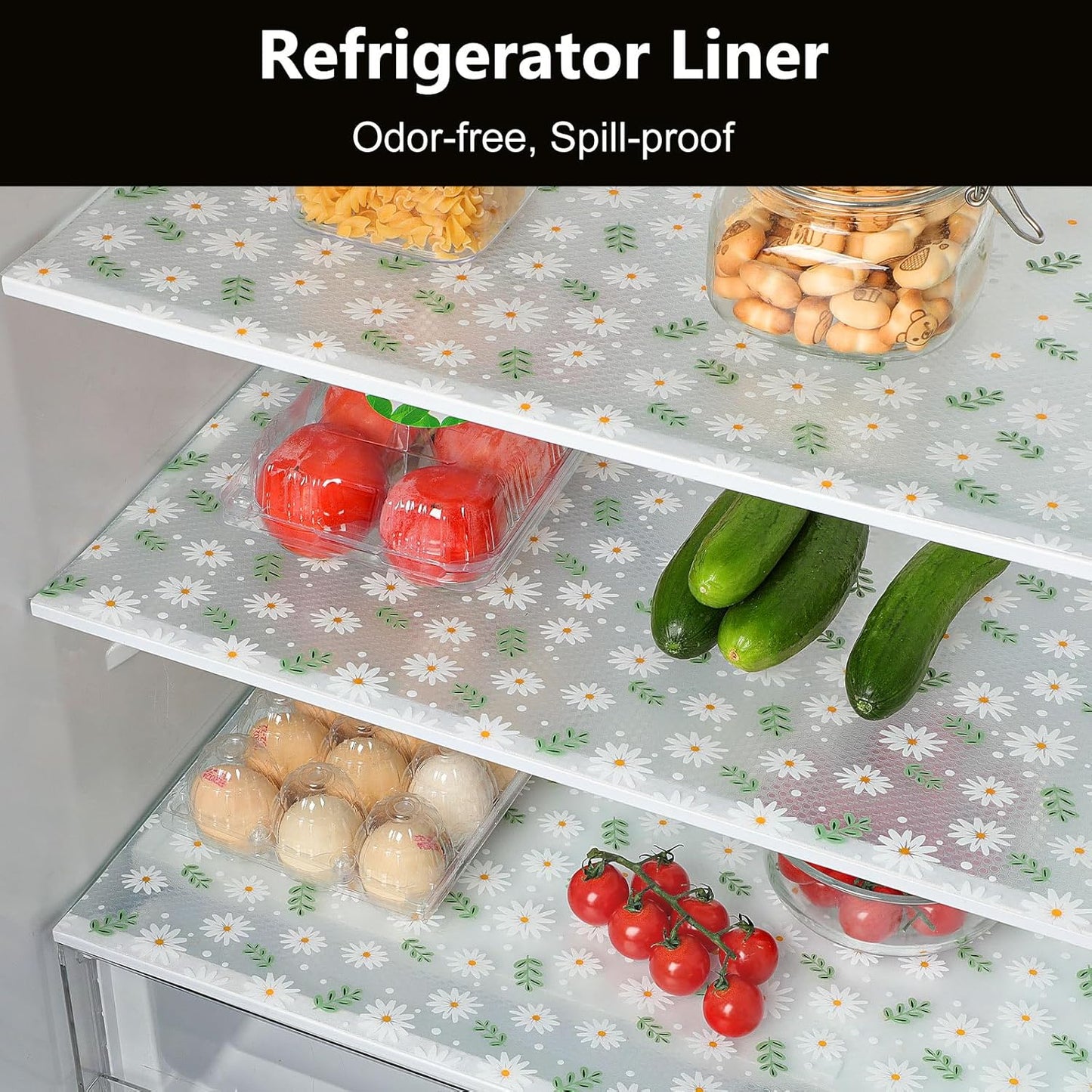INNOLITES Shelf Liner – Cabinet & Drawer Liner Non-Adhesive – Waterproof Oil-Proof – Durable EVA with Floral for Kitchen Cabinets Refrigerator – BPA-Free, Easy to Cut 23.6" x 360"