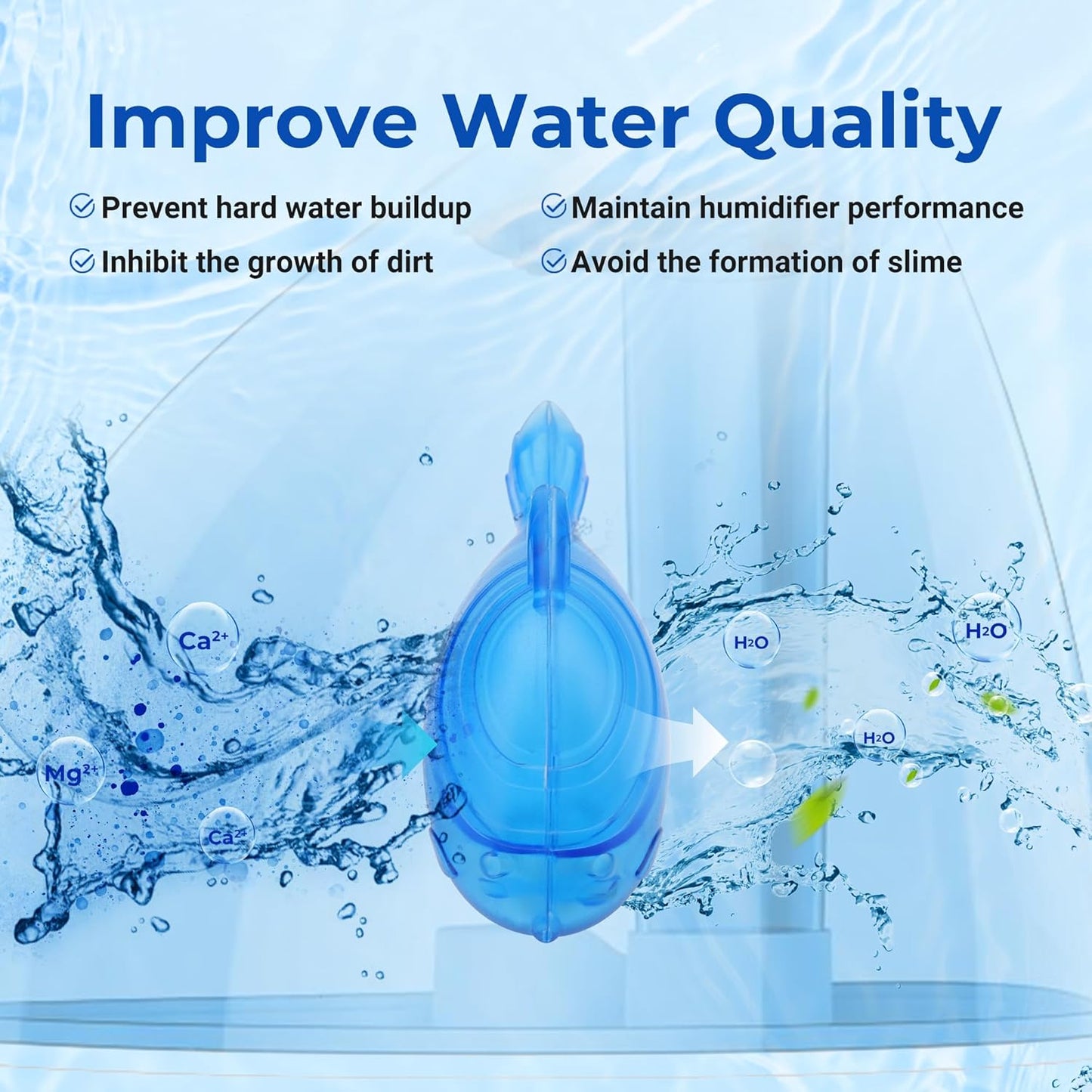 Funmit 12 Pack Universal Humidifier Cleaner Fish Compatible with Almost All Humidifiers and Fish Tanks, Purifies Water, Prevents Hard Water Build-Up, Reduces Scale, Blue