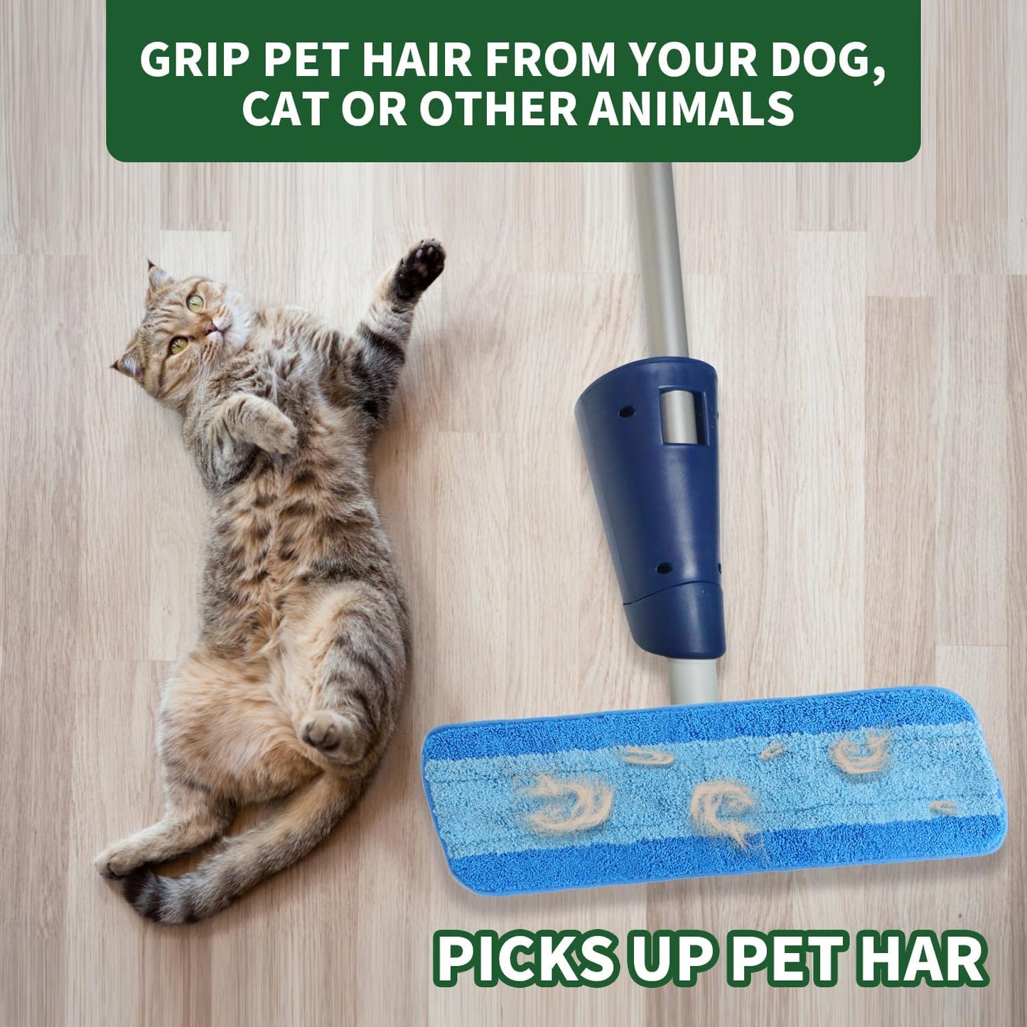 6 Pack Microfiber Cleaning Pads for Bona Mop, Reusable Microfiber Mop Pads for 18 Inch Mop, Hardwood & Hard Surface Floors Replacement Cleaning Mop Pads, Machine Washes