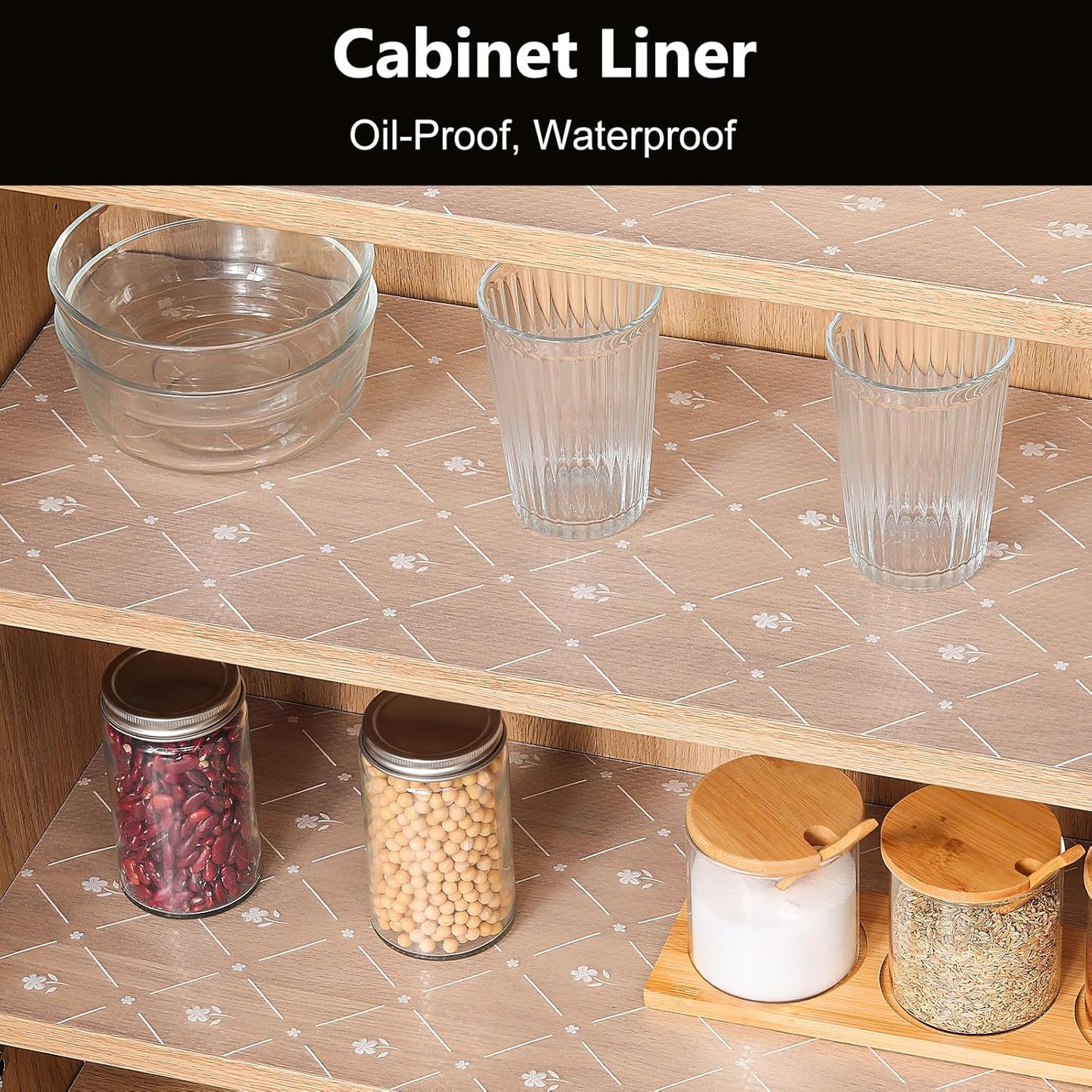 INNOLITES Shelf Liners for Kitchen Cabinets, Non Adhesive Drawer Cabinet Liner, Waterproof Oil-Proof Non-Slip Shelf Liner for Kitchen Pantry Refrigerator 11.8" x 360"