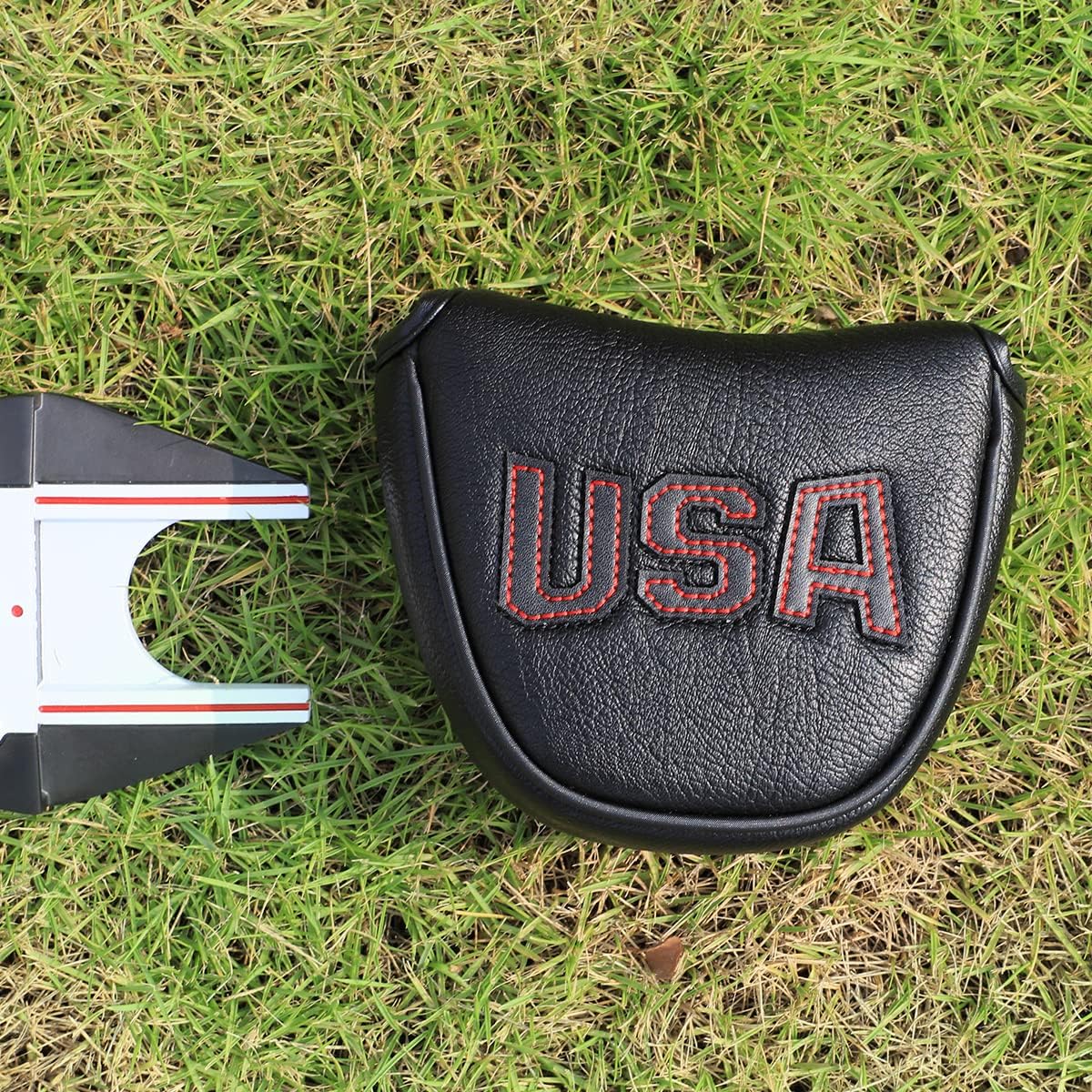 Golf Putter Cover, Putter Headcovers Golf Club Head Covers Putter Headcover for Blade Leather Golf Mallet Putter Head Covers with Magnetic for All Brands USA Style