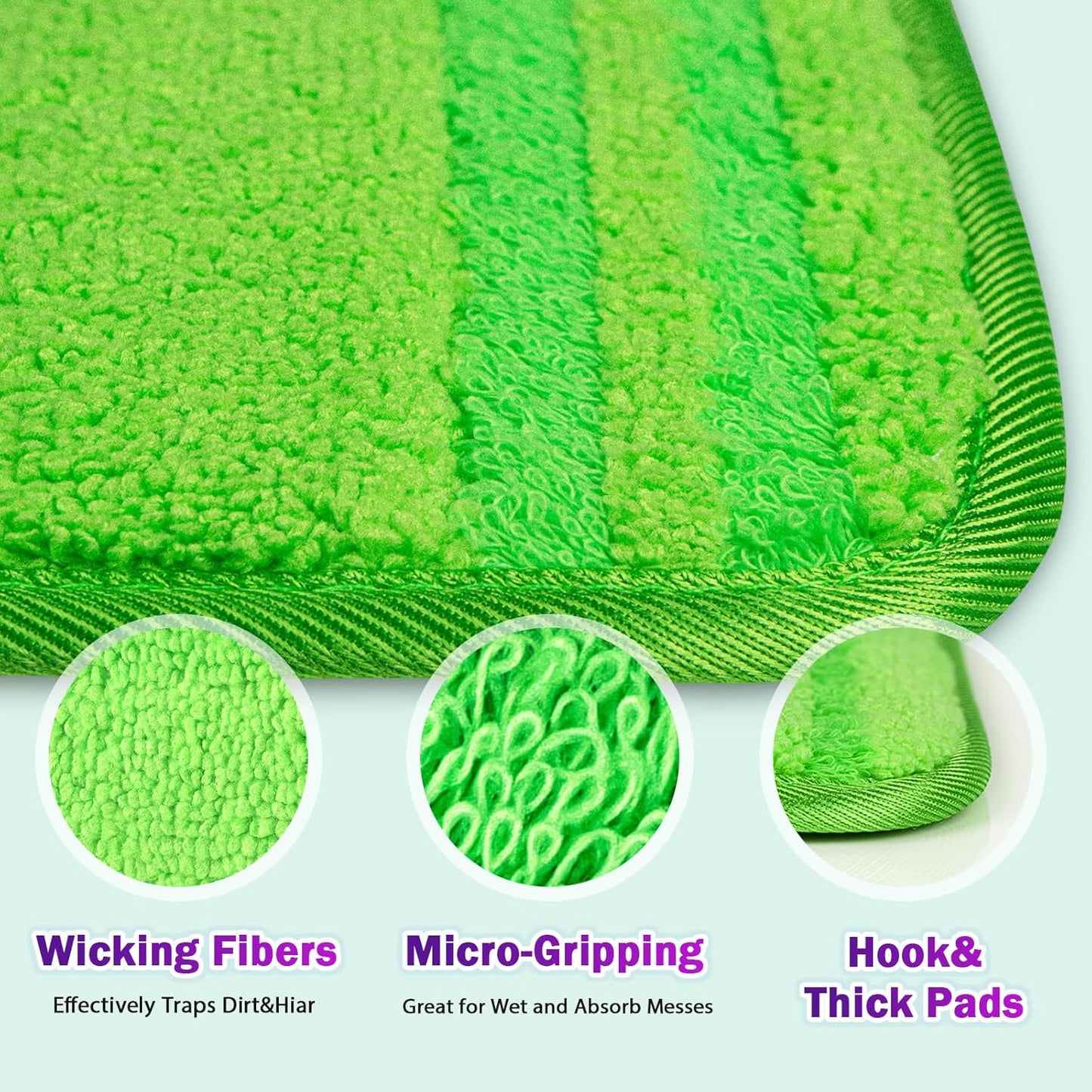 Orighty Reusable Mop Pads Compatible with Swiffer WetJet - Microfiber Pad Refill Machine Washable for Household Cleaning - Cleaning Floor Mop Head Pads Work Wet and Dry - Pack of 4