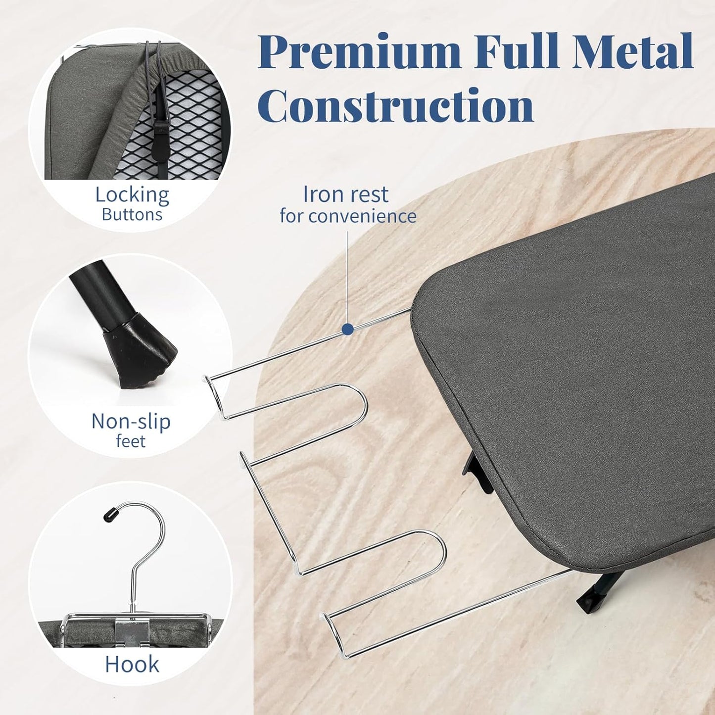 Small Ironing Board Foldable, BlissBoard Tabletop Iron Board with Cover and Pad, Metal Frame Mini Ironing Table Countertop for Space Saving, 31"x12", Black