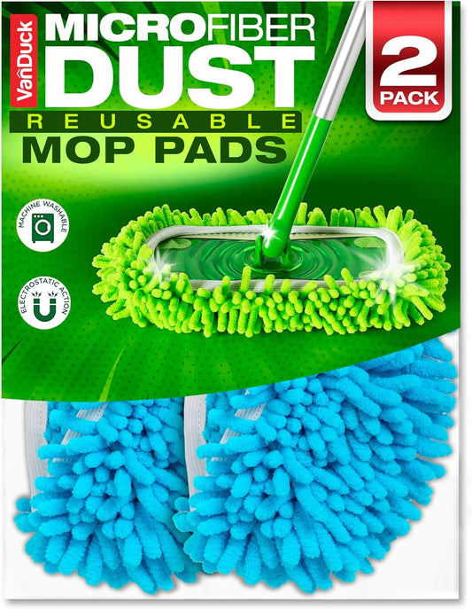VanDuck Dust Mop Refill Compatible with Swiffer Sweeper (2 Pack) - Microfiber Pet Heavy Duty Dry Cloth Refills - Reusable Mop Pad (Handle is Not Included)