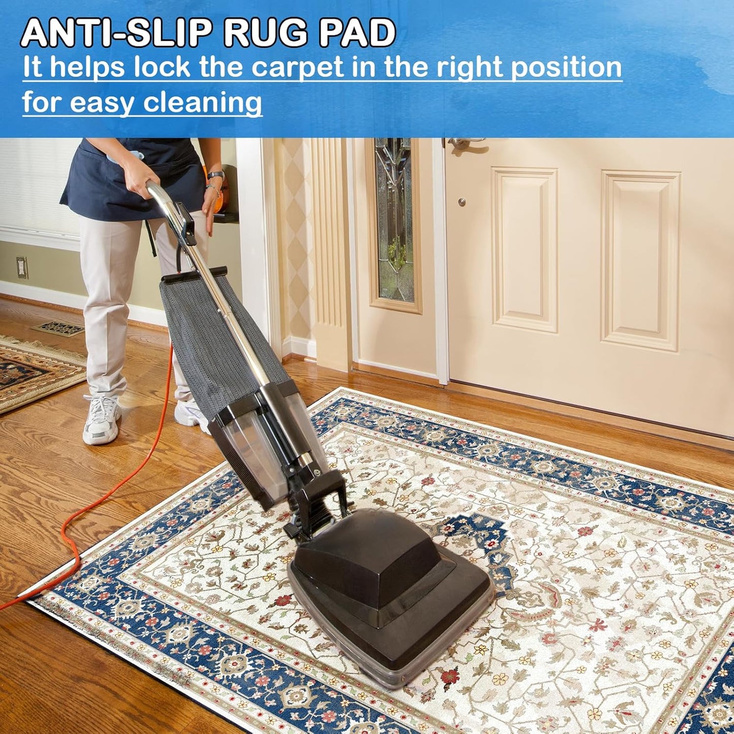 Non-Slip Rug Pads 1/4” Thick, 3x5Ft Waterproof Rugs Non Skid Rug Pad for All Floors and Finishes Durable Hardwood Floor Protective Felt Keeps Rugs in Place, Safe and Secure
