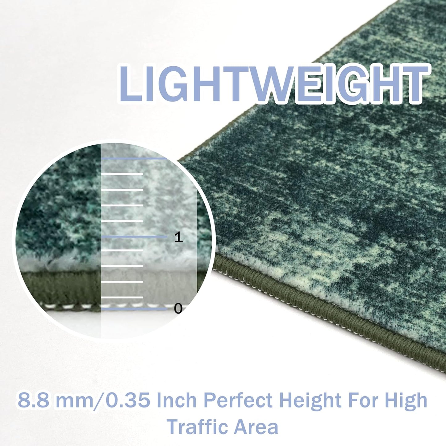 IOHOUZE Abstract Area Rug 3x5 Ft Washable Rugs for Entryway Indoor, Non Slip Kitchen Rug Printed Faux Wool Throw Rugs, Indoor Door Mat for Door Entrance Foyer Living Room, Dark Green