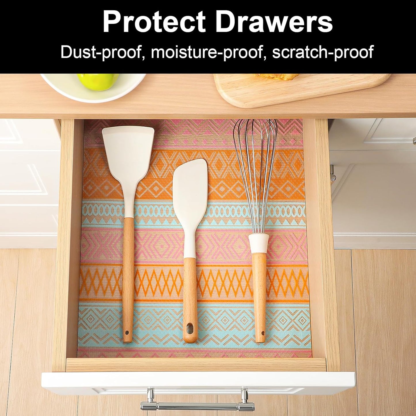 Cooyes Shelf Liners for Kitchen Cabinets Waterproof & Oil-Proof Kitchen Cupboard Mats Non-Slip Drawer Mats EVA Material Non Adhesive Fridge Liner for Shelves