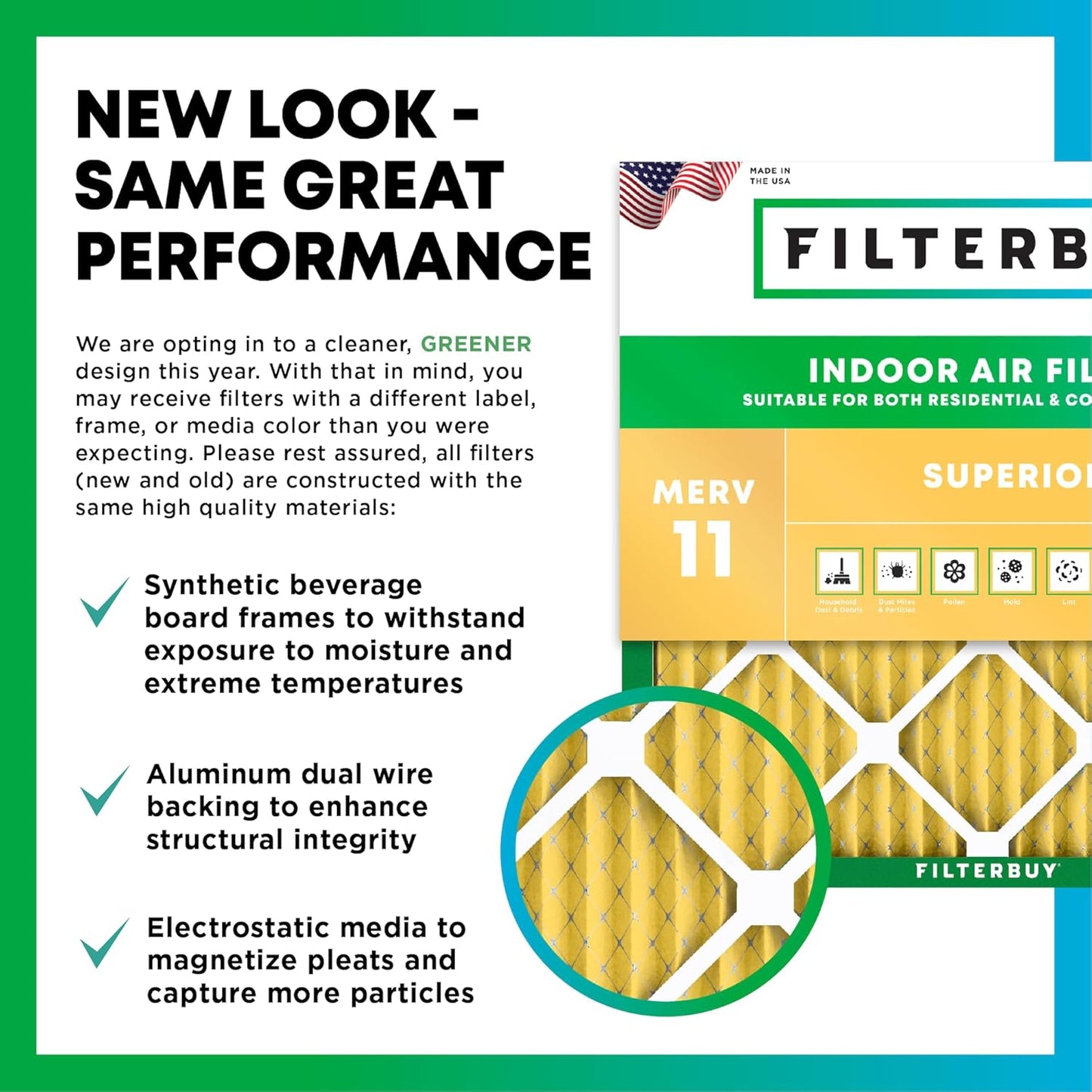 Filterbuy 17.5x23.5x1 Air Filter MERV 11 (MPR 1200) Allergen Defense Replacement (4-Pack), Electrostatic Pleated HVAC AC Furnace Filters, Made in USA (Actual Size: 17.38 x 23.38 x 0.75)