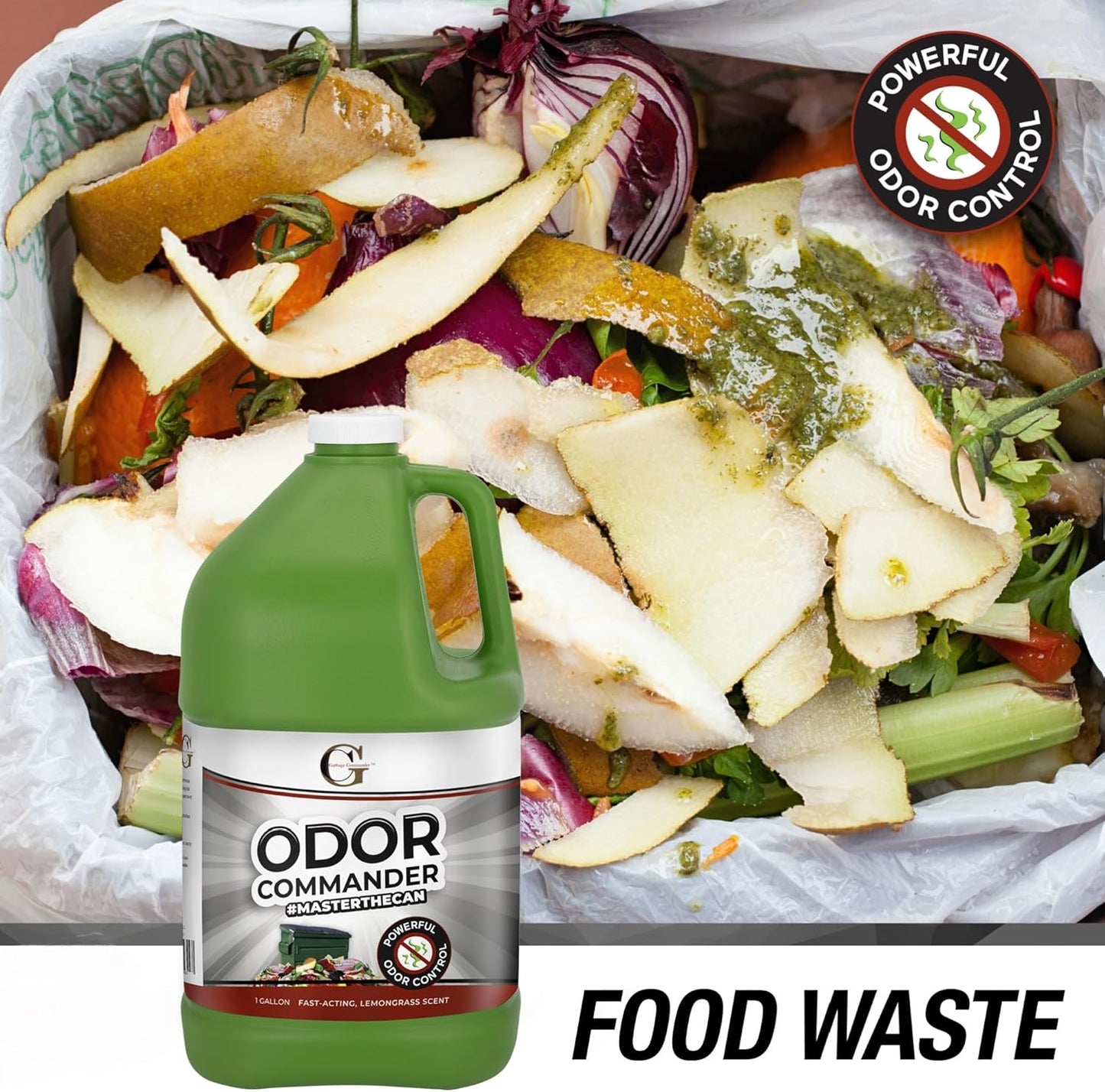 Garbage Commander Odor Commander, Odor Control Spray Bottle, 1 Gallon Refill, Lemongrass Scent - Proudly Made in Canada