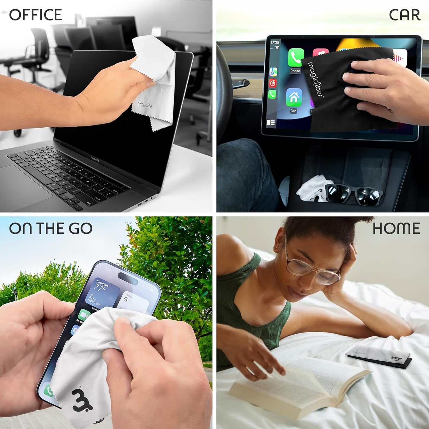MagicFiber Microfiber Cleaning Cloth, 6 Pack - Premium Cloth for Glasses, Lens, Screens & More