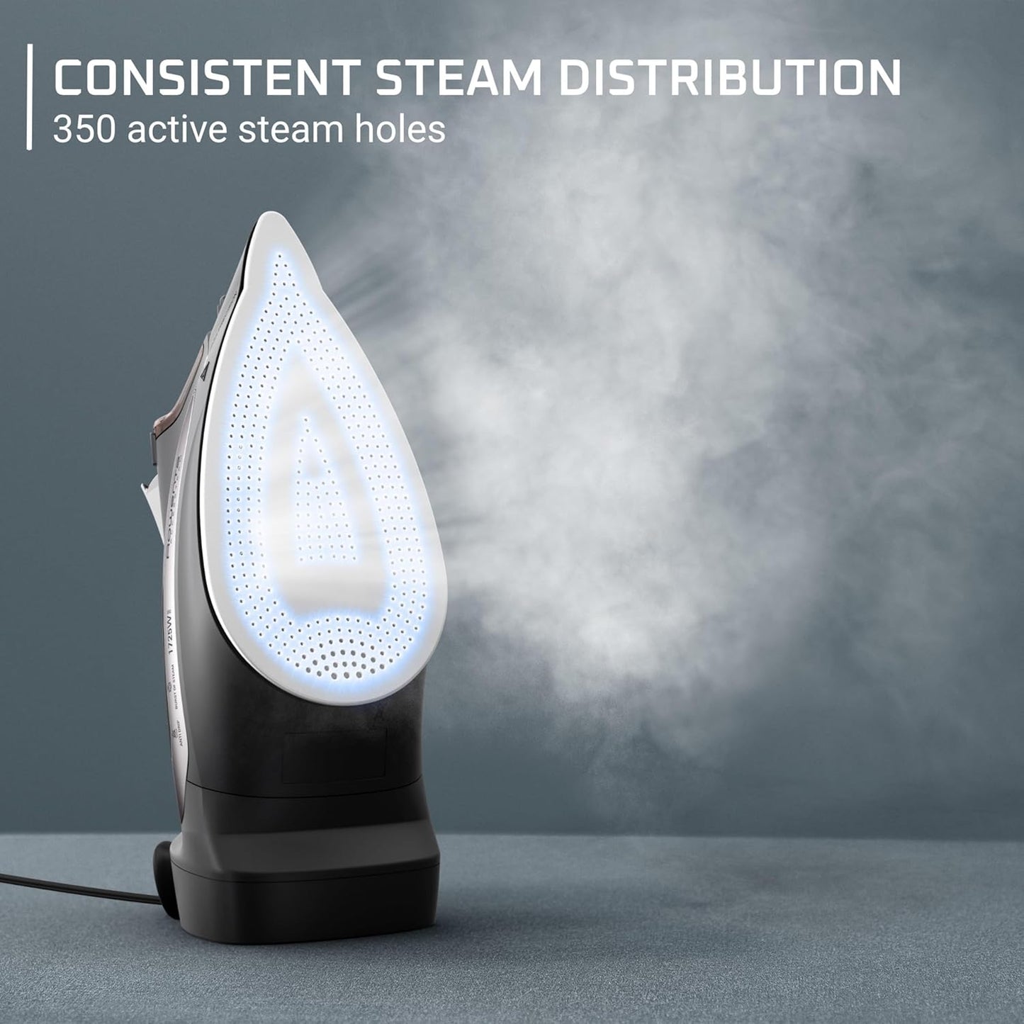 Rowenta Access Stainless Steel Soleplate Steam Iron with Retractable Cord, Powerful Steam Diffusion, Auto-Off and Anti-Drip, 1725 Watts, Black Clothes Iron, DW2459