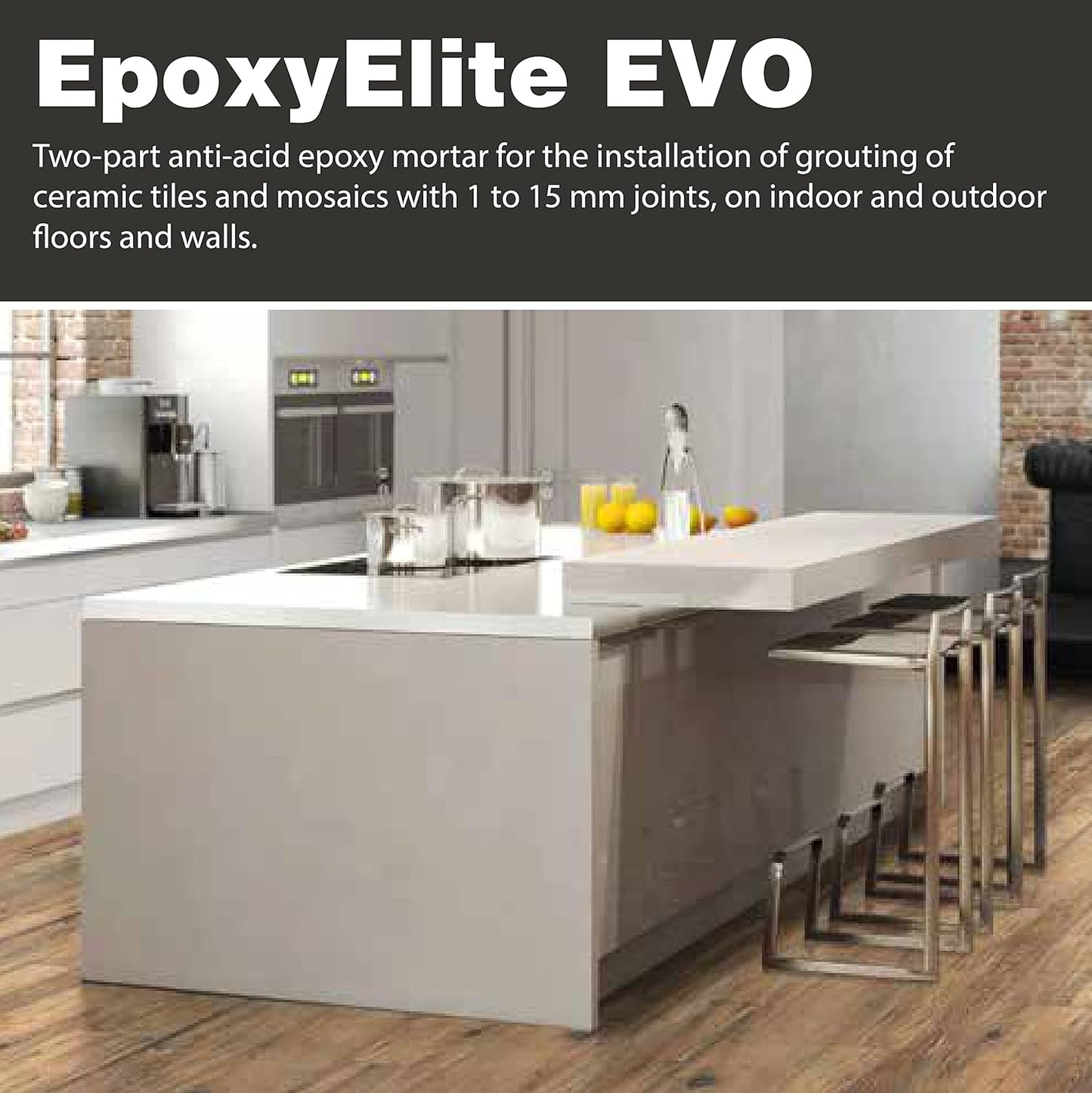 The Tile Doctor EpoxyElite EVO - Litokol Epoxy Grout for Tile, Ideal for Home Office Decor & Bathroom Tile, Brown 4-5 kg - 11 lb