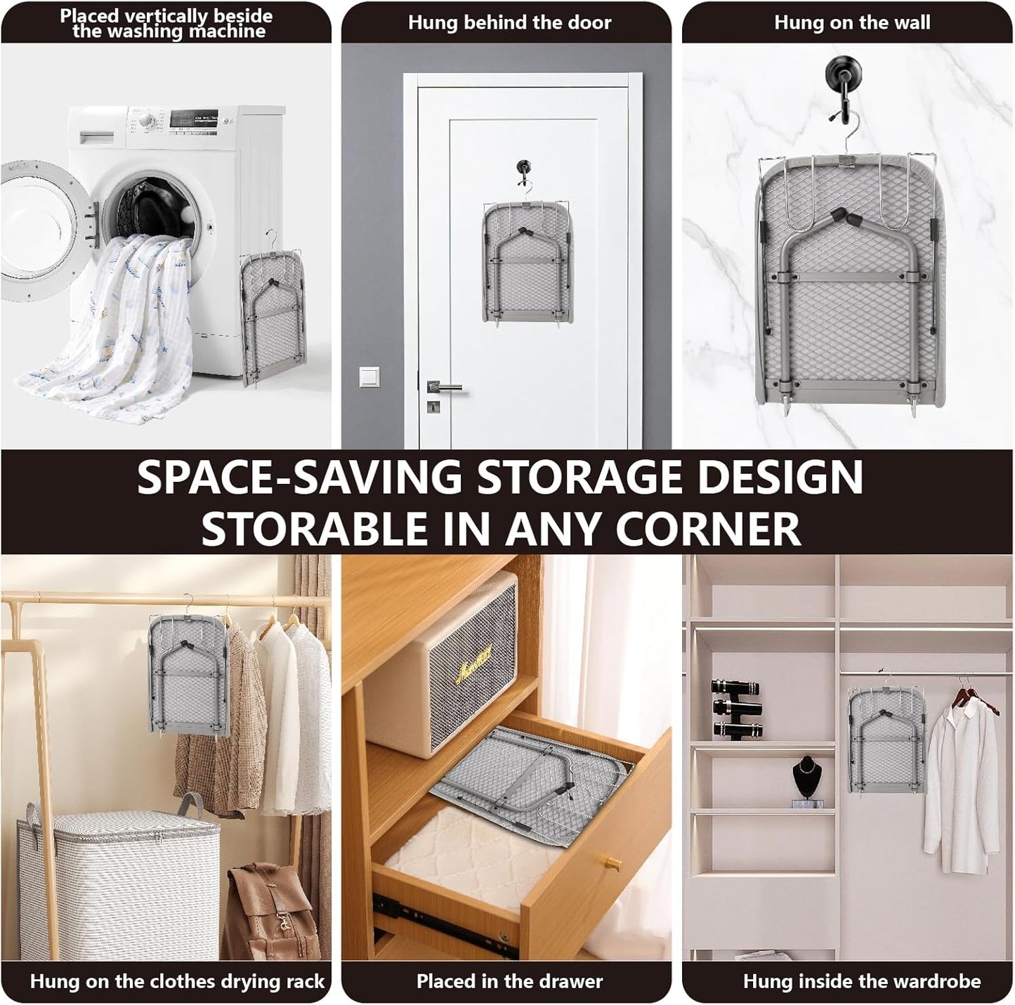 Metal Tabletop Ironing Board with Iron Rest, Portable Ironing Board Small with Heat Resistant Cotton Cover, Mini Iron Board for Small Space and Travel, 32 x 12 Inch (Black)