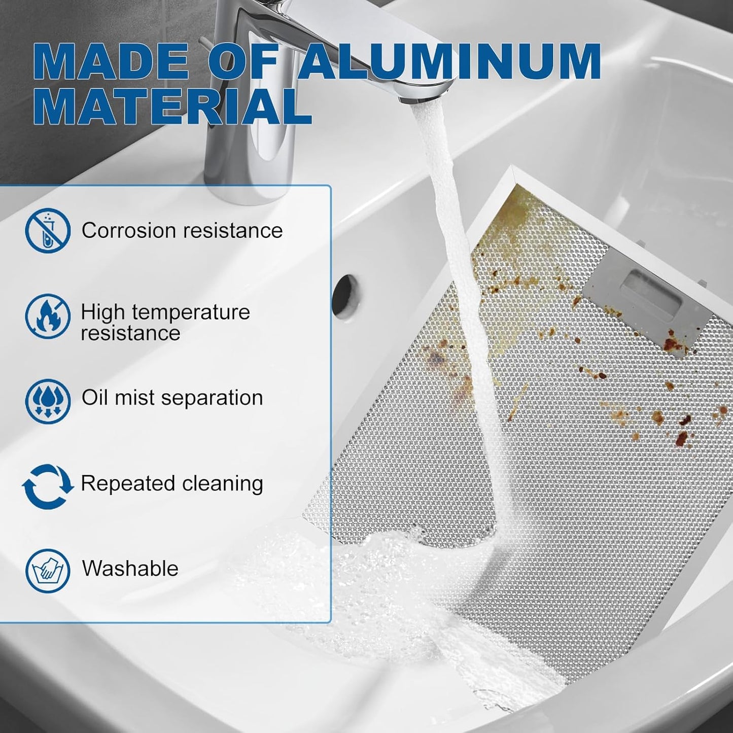 Range Hood Filter Replacement 12" x 10.5"W10169961A With 5-Layer Aluminum Mesh Fit for Whirlpool Stove vent filter for Kitchen Overhead Exhaust Fan Blocks Grease & Filters Oven Air (2PIC)