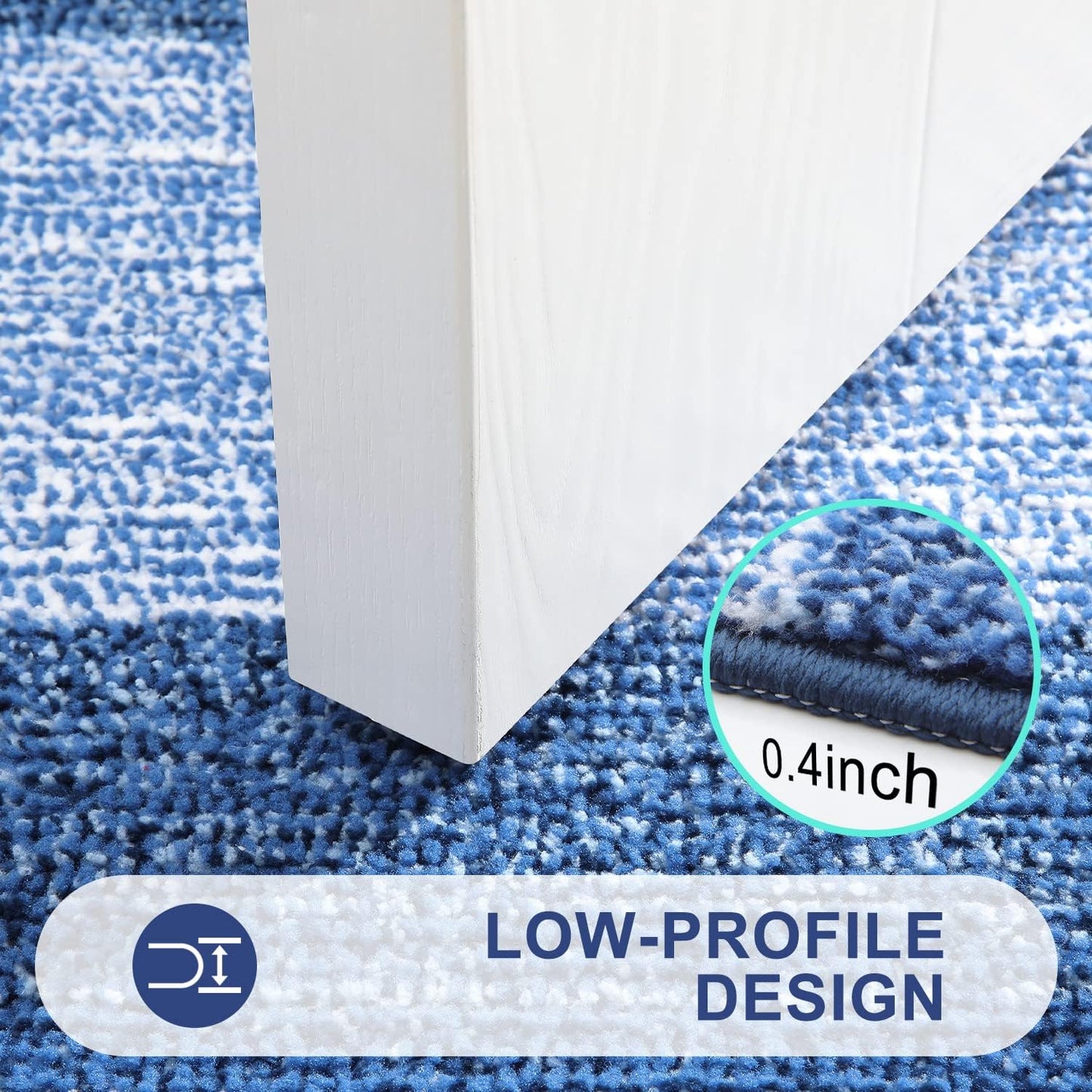Kitinjoy Indoor Outdoor Door Mat, 40x32 Non-Slip Absorbent Dirt Trapper, Low-Profile Washable Inside Entrance Front Floor Mat, Sturdy Soft Entry Doormats for Entryway, Navy Blue