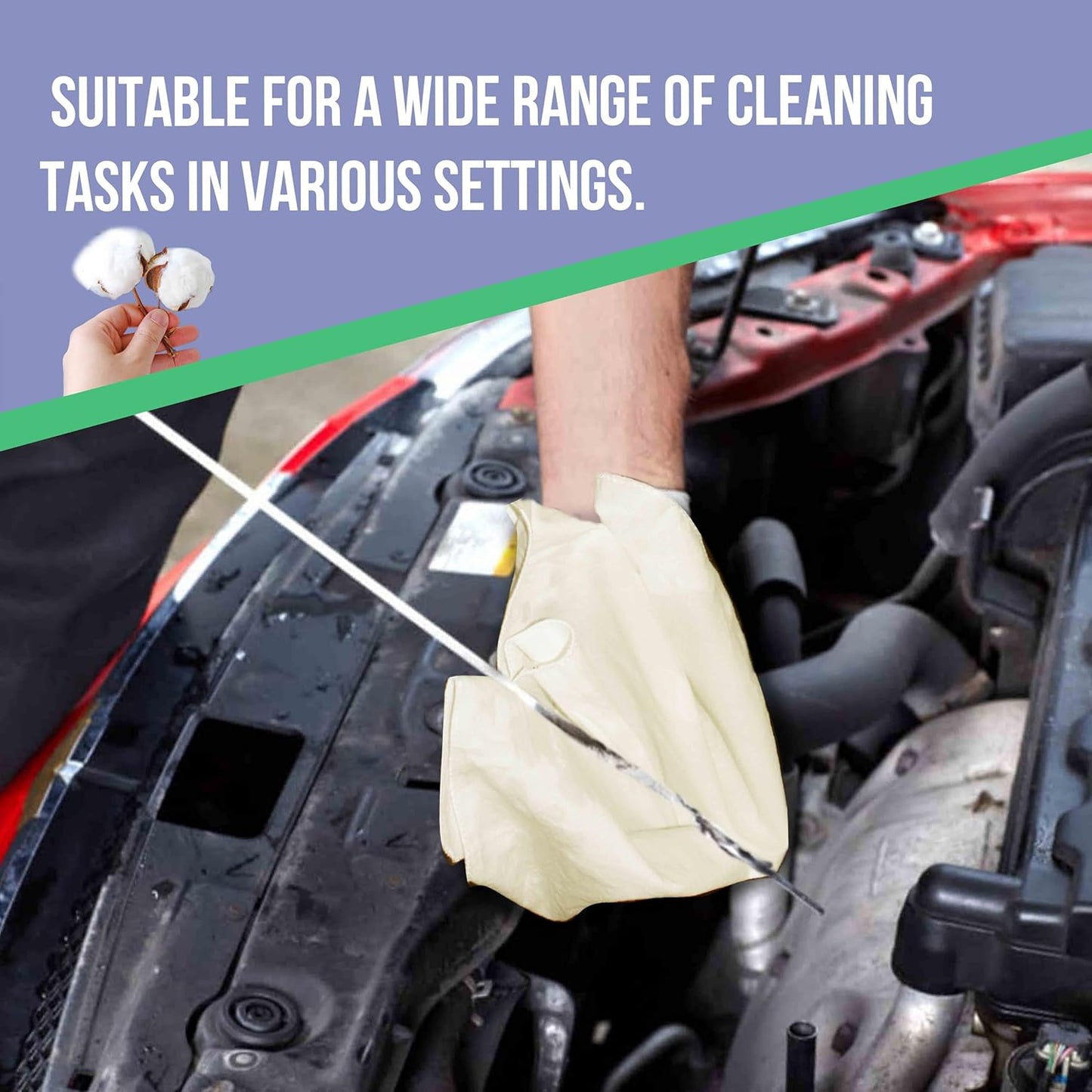 WHITEWRAP Shop Towels| Multipurpose Commercial and Residential Shop Cleaning|Car Wash, Polish, Housewares, Coffee Machine, Restaurant, Bathrooms, Electronics, Auto Garage | 50Pack 14"x12" Natural