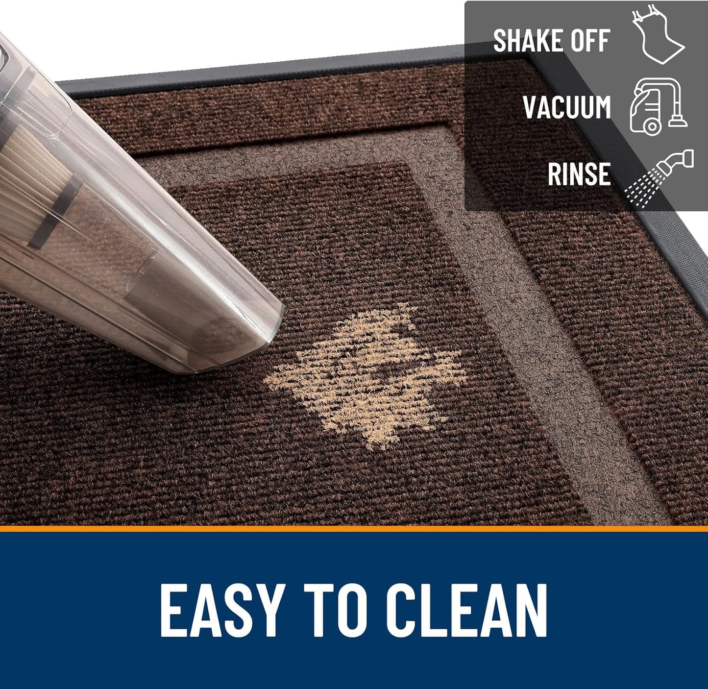 OLANLY Front Door Mat Indoor Outdoor Entrance, Waterproof All-Season, All-Weather Doormat, Sturdy Natural Rubber, Fade Resistant, Low Profile, Easy Clean Patio Porch Entryway Mat, 47x23, Dark Brown