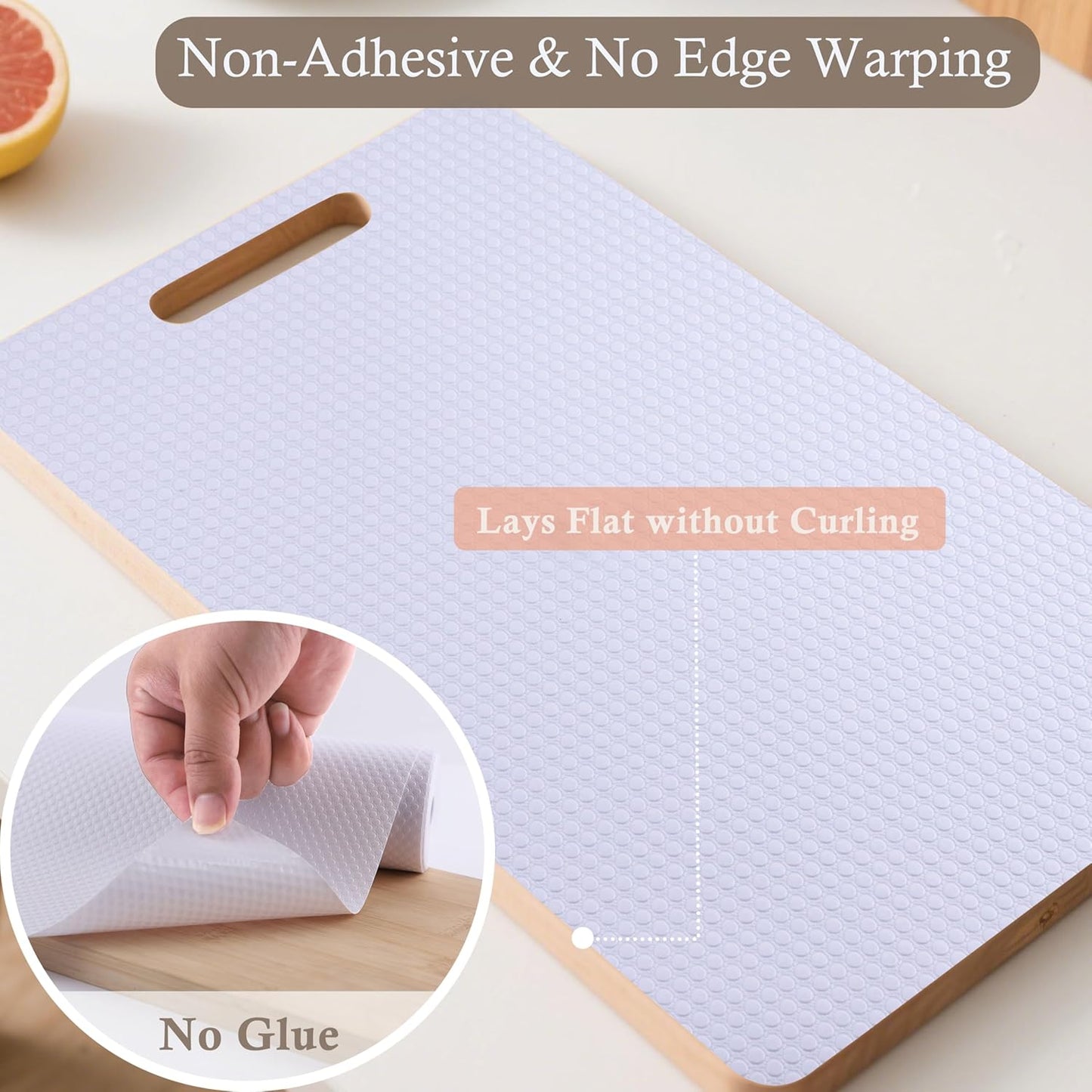 Shelf Liner Non-Slip 10 Inch Wide X 20 Ft Kitchen Cabinet Drawer Liners Waterproof & Oil-Proof Drawer Liners for Cupboard Pantry Non Adhesive Refrigerator Shelf Liner Strong Grip Cabinet Mat (White)