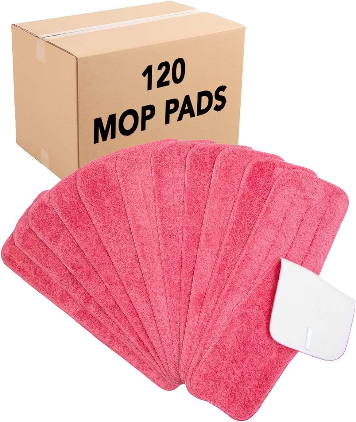 Arkwright Spray Mop Replacement Pads - (Case of 120) Bulk Microfiber Flat Dry and Wet Refill Mop Pads Floor Cleaning, Compatible with Bona and Rubbermaid, Fits All Mop Heads, 18 in, Red