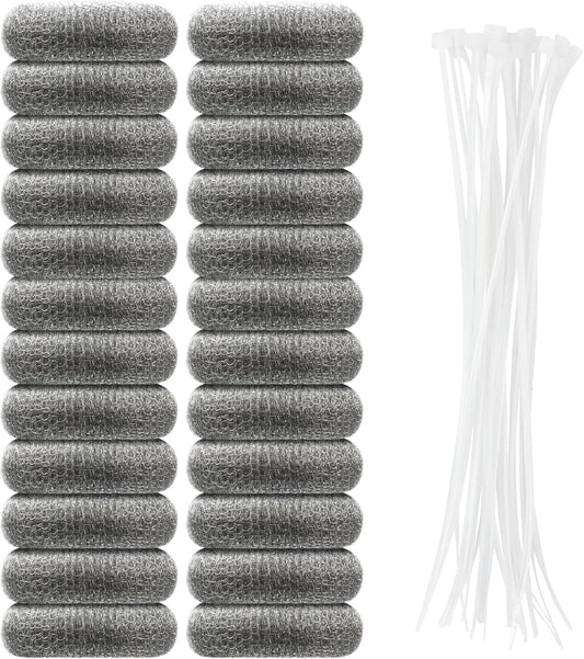 24 PCS Lint Traps, Stainless Steel Lint Catcher for Washing Machine, Pet Hair Remover for Laundry, Upgrade Traps Laundry Mesh Washer Hose Filter with 24 PCS Cable Ties