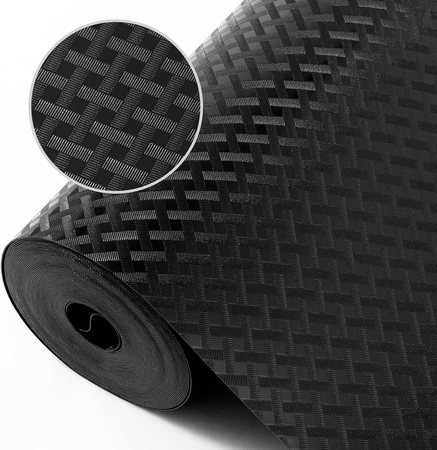 Shelf Liners for Kitchen Cabinets Refrigerator Liners Waterproof & Oil-Proof Kitchen Cupboard Liner Non-Slip Drawer Mats EVA Material Non Adhesive Fridge Liner for Shelves -Black 11.8 x 393.7 Inches