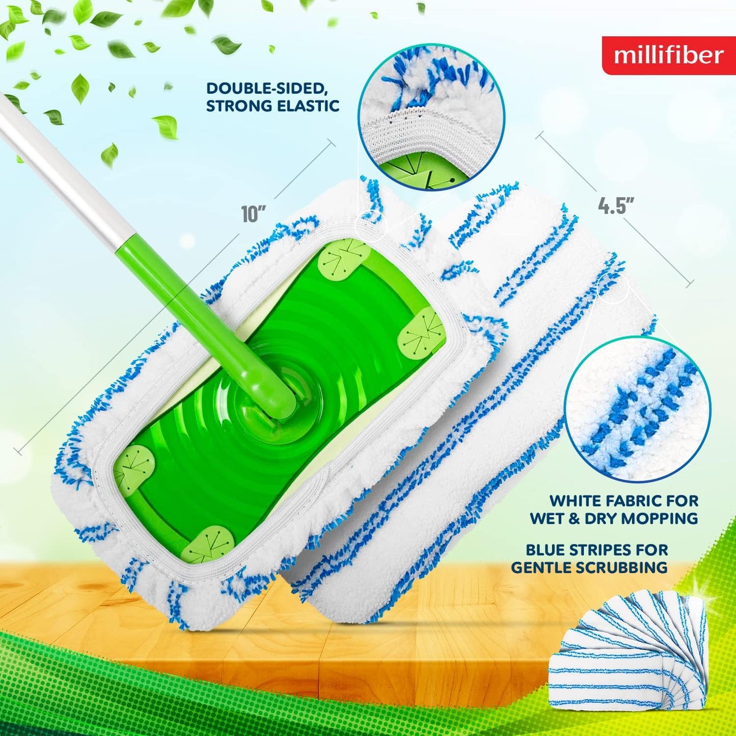 Microfiber Reusable Mop Pads Compatible with Swiffer Sweeper (2-Pack) Washable Mop Pads for Wet & Dry Use (Handle is Not Included)