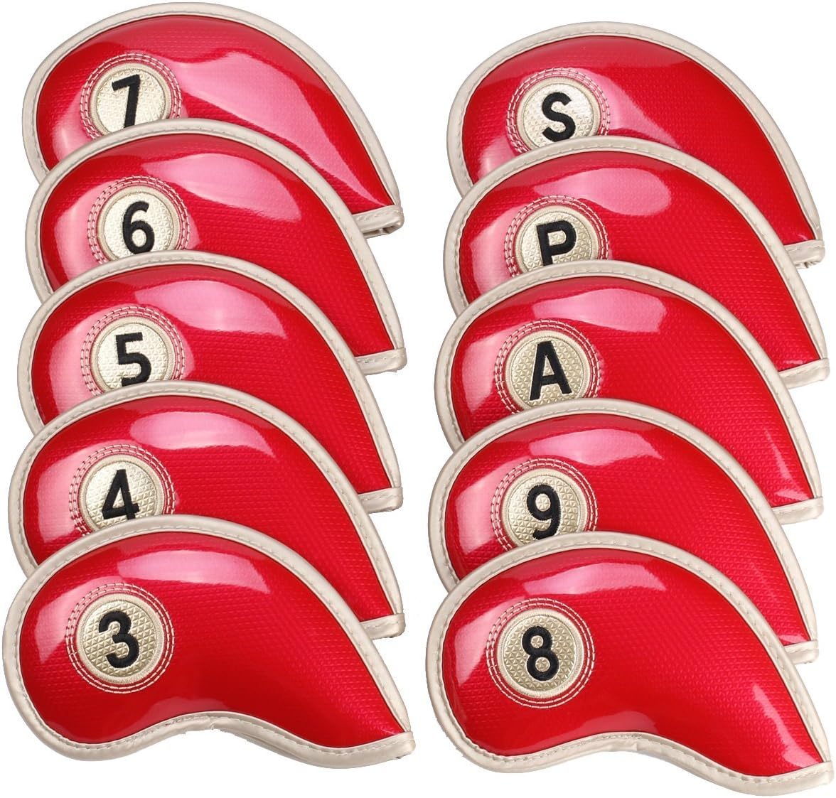 HISTAR 10pcs Crystal Pu Leather Golf Iron Head Covers Set Iron Club Headcover