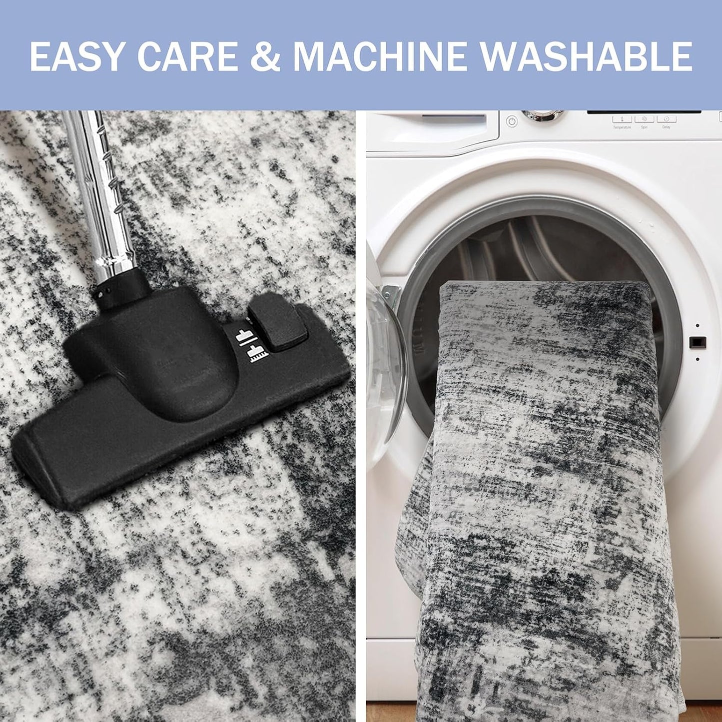 IOHOUZE Abstract Area Rug 3x5 Ft Washable Rugs for Entryway Indoor, Non Slip Kitchen Rug Printed Faux Wool Throw Rugs, Indoor Door Mat for Door Entrance Foyer Living Room, Black Grey