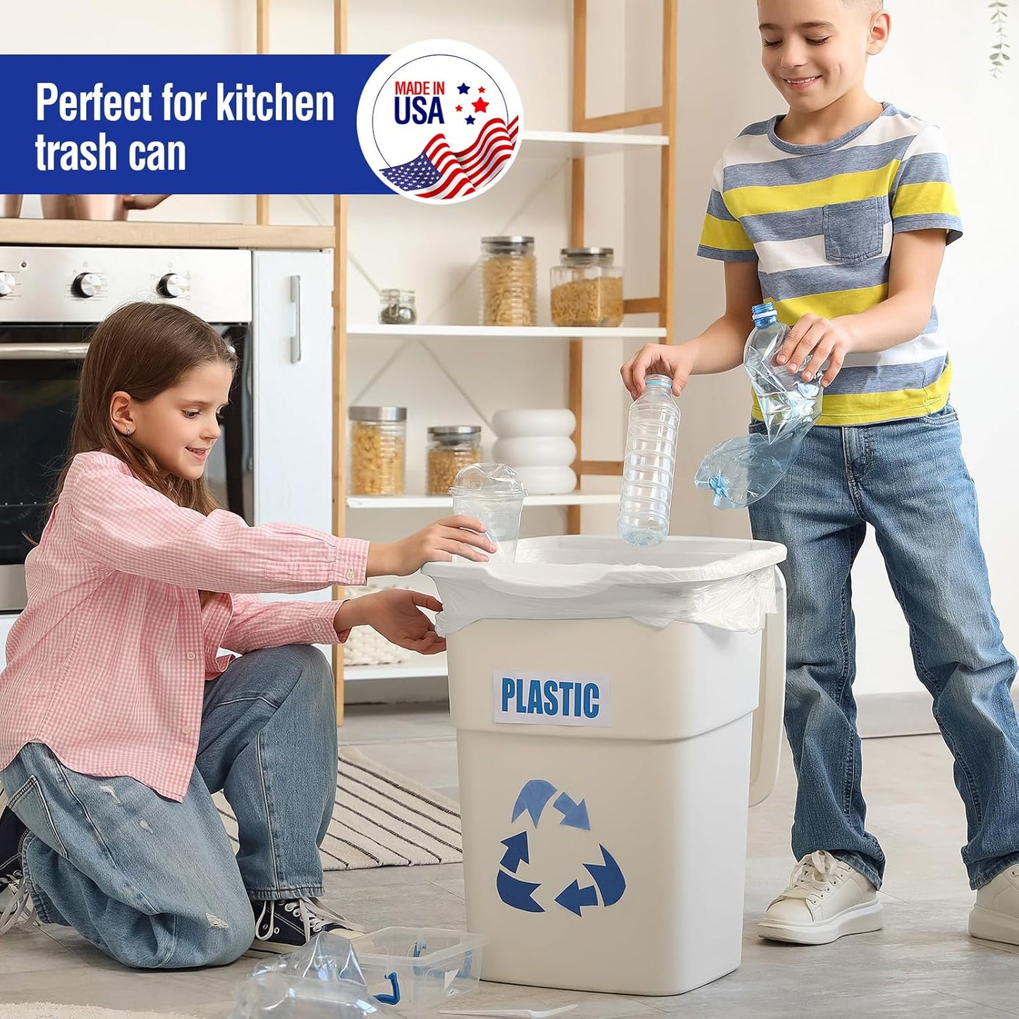 Delxo 40-45 Gallon Clear Trash Bags, 125 Count – Medium Duty Garbage Bags, Thick, Durable & Puncture-Resistant Plastic Can Liners– Made in USA for Kitchen, Yard & Commercial Use