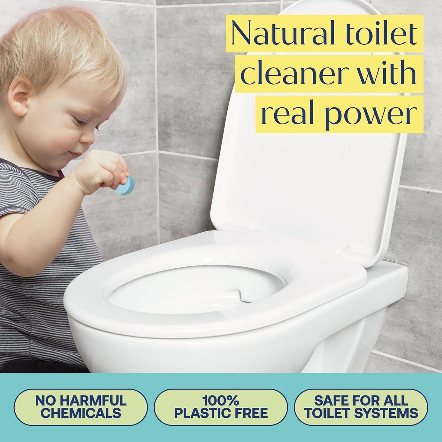 Fab Tab Bowl Cleaning Tablets - Drop-In Formula Removes Rust & Lime Buildup, Lemon Eucalyptus Scent, Septic System Compatible, Individually Wrapped