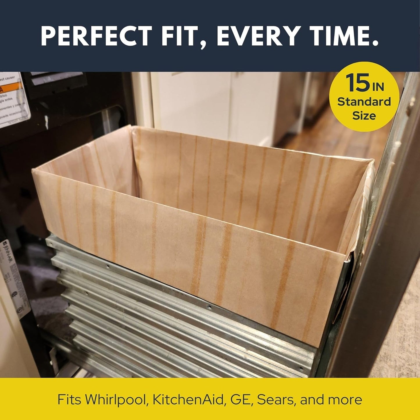 Trash Compactor Bags for Kitchen (12-Pack), 25% Thicker Kraft Paper Compactor Bags with Leak-Proof Liner & Sticker Seals