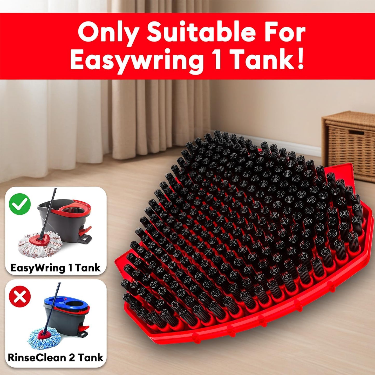 2 Pack Upgraded Spin Mop Replace Head Compatible with O Cedar EasyWring 1 Tank, Strong Cleaning Power-Scrub Brush Replacement Scrubber Head Great for Kitchen, Deck, Bathroom, Shower, Hard Floor