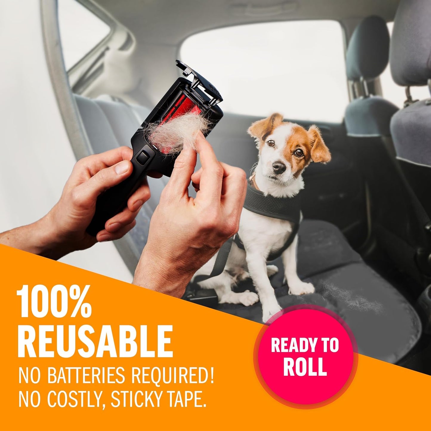 ChomChom Roller for Pet Hair - Reusable Lint Roller Pet Hair Removal Tool for Clothes, Couches, Cars and Travel - Cat Dog Hair Remover, Compact, No Sticky Refills Needed (Mini)