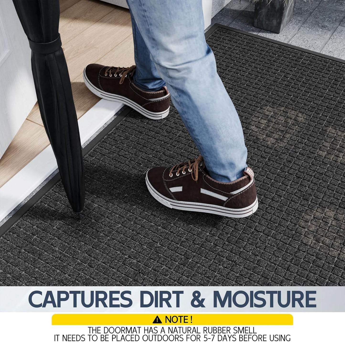 Indoor Outdoor Front Door Mats, 72" x 36" Rubber Backing Non Slip Durable Welcome Floor Mats for Patio, Garage Entrance, Stain and Fade Resistant Commercial Doormats for High Traffic