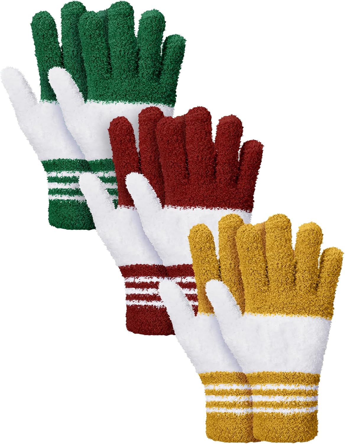 Patelai 3 Pairs Microfiber Plant Dusting Gloves Leaf Cleaning Gloves for Indoor Plants, Blinds, Furniture, House(Medium,Red, Green, Yellow)