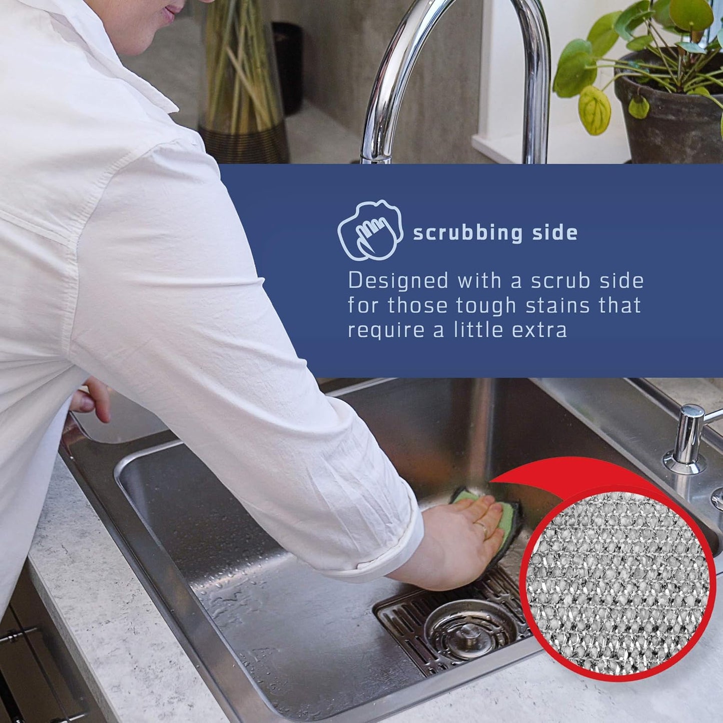 2-Sided Premium Microfiber Dish Sponge and Scrubber 3 Pack Variety - Heavy Duty Scouring Non-Scratch Multi-Surface