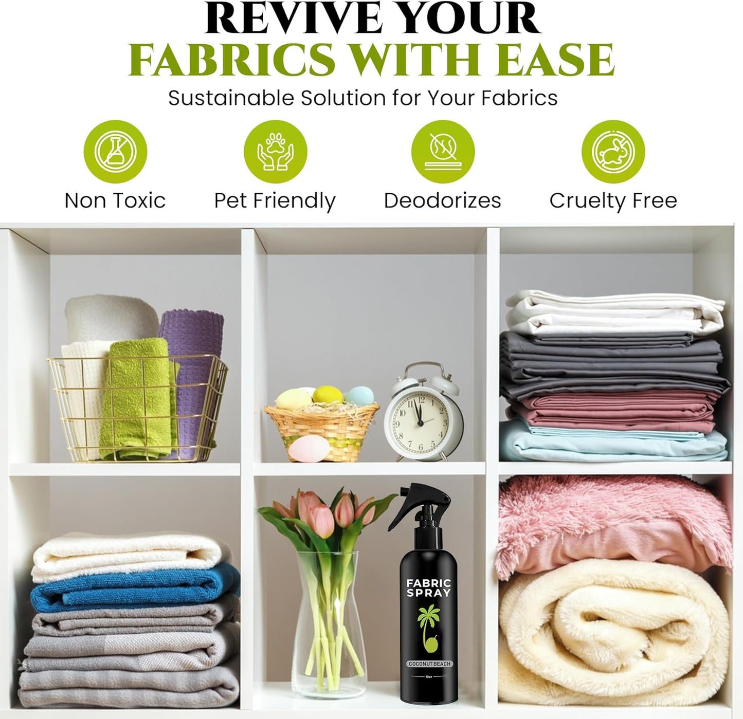 605Products Linen & Fabric Spray - Home Fragrance Freshener for Bedding & Laundry, Natural Deodorizer with Essential Oils - Coconut Beach (10oz)