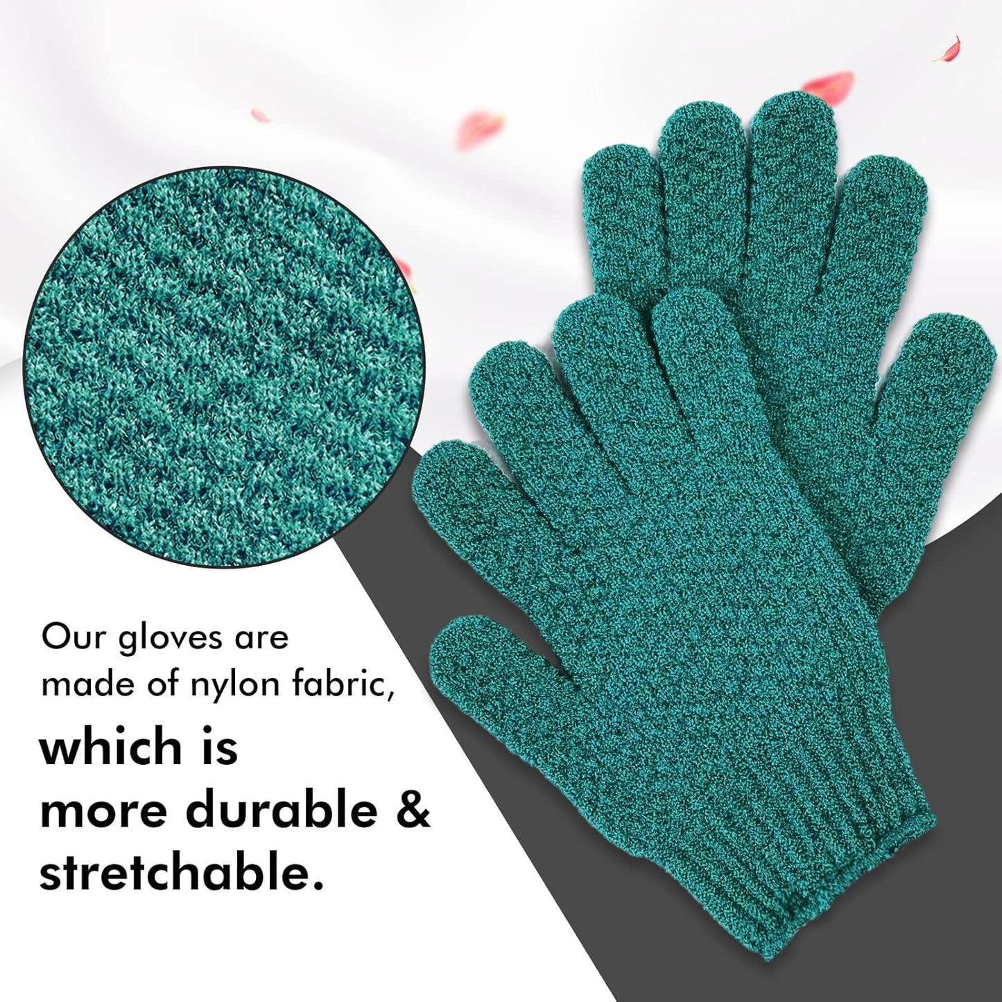 Evridwear Exfoliating Dual Texture Bath Gloves for Shower, Spa, Massage and Body Scrubs, Dead Skin Cell Remover, with Hanging Loop Heavy(5 Pairs Gift Set for Men and Women )