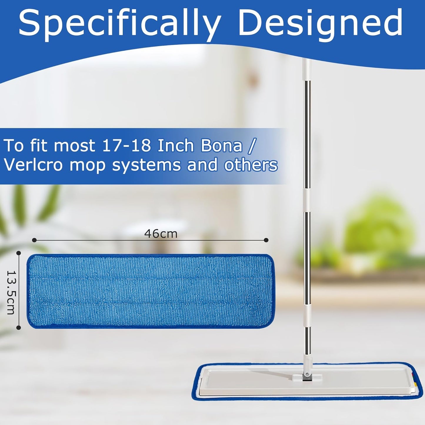 12 Pack Replacement Microfiber Pad - Thick - Universal Commercial 17-18 Inch Mop Head- Heavy Duty - Wet & Dry Commercial Cleaning Refills Reusable Mop Refills Fit for Most Microfiber Flat Mop System