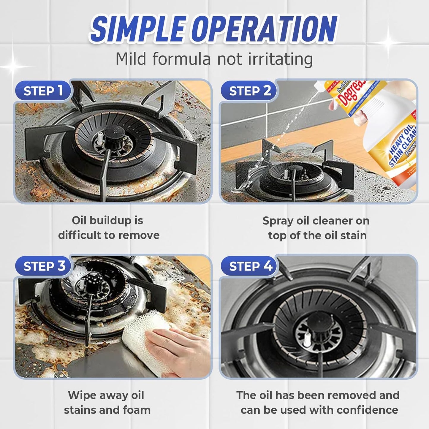 Kitchen Heavy Oil Cleaner, 2025 Newly Upgraded Heavy Duty Oil Stain Remover, 500 ML Multipurpose Cleaner Spray, Kitchen Degreaser Spray for Stovetops, Ovens, Range Hoods (3)
