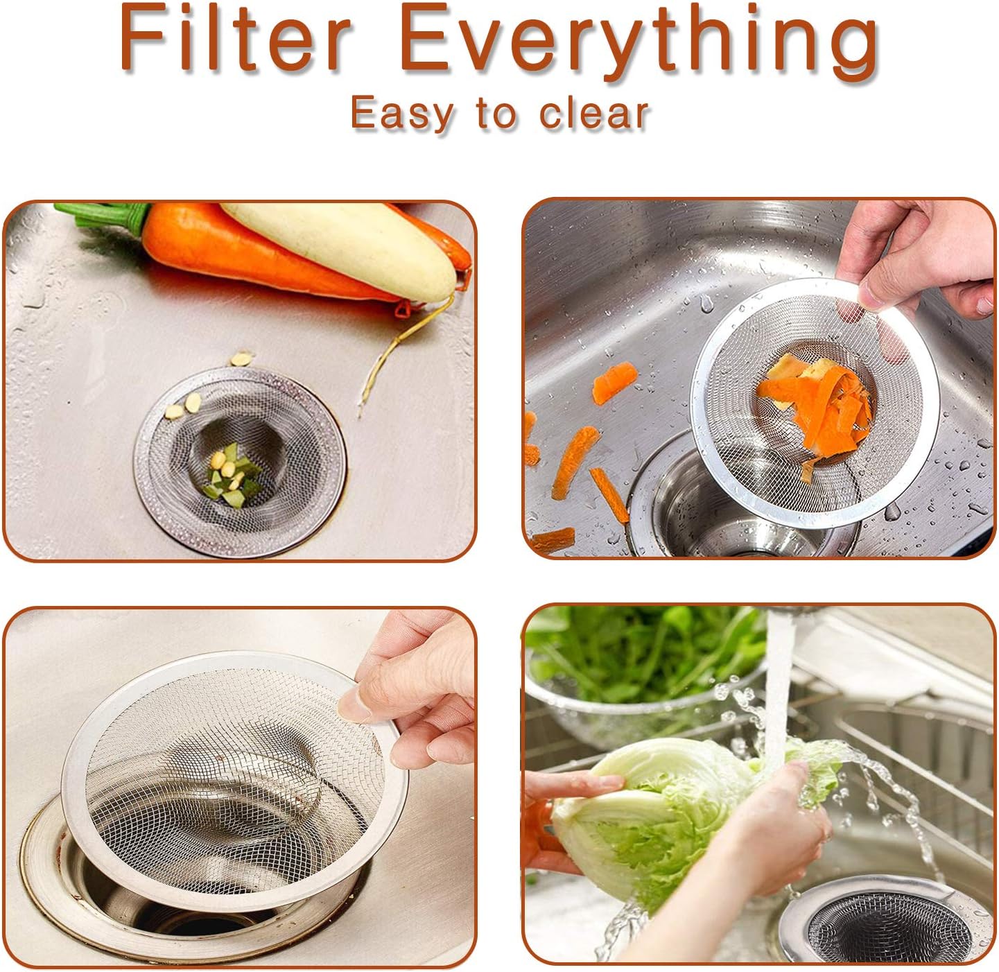 50pcs Heavy Duty Stainless Steel Slop Basket Filter Trap, 2.75" Top / 1" Mesh Metal Sink Strainer,Perfect for Kitchen Sink/Bathroom Bathtub Wash Basin Floor Drain Balcony Drain Hole,Utility…