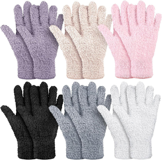 Bencailor 6 Pairs Microfiber Dusting Gloves, Dusting Cleaning Gloves Microfiber Gloves for Plants House Blinds Car Dust Mitt (Elegant Color,Medium)