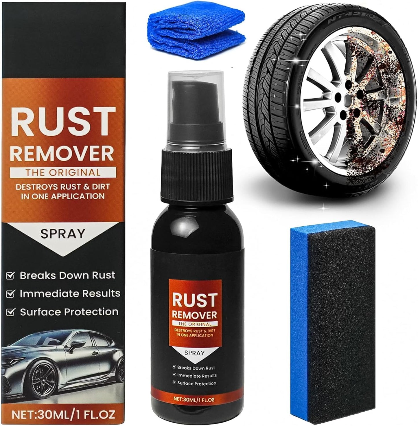 Rust Remover Spray for Metal - 2025 Upgrade Heavy Duty Metal Cleaner for Vehicles, Tools, Chains, Iron Out Rust Stain Remover, Multi-Surface Cleaner, Fast-Acting Oxidation Remover