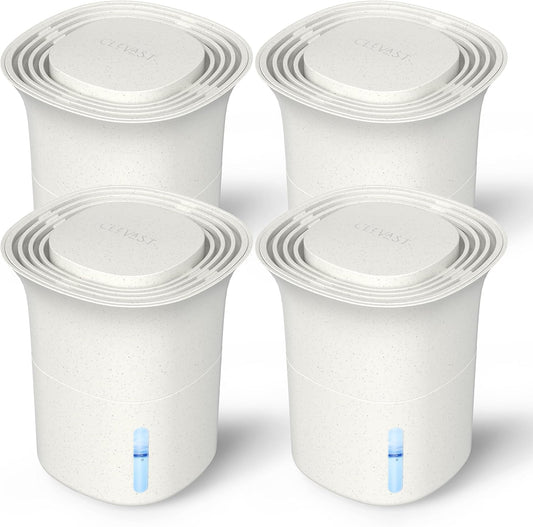 CLEVAST Refillable Moisture Absorber Bucket, 12.5 oz, 4 Pack, Refills Cups Humidity Absorbers for Closet, Reusable Dehumidifier Box Removes Moisture, Damp and Humidity for Wardrobes, Bathrooms