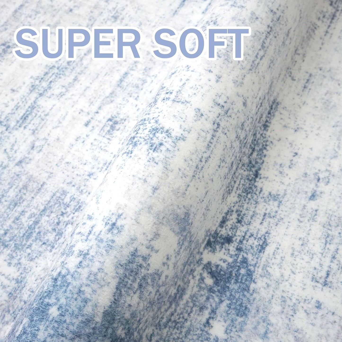 IOHOUZE Small Abstract Area Rug 2x3 Ft Entryway Rugs Washable Door Mat Indoor Entrance, Rubber Backed Throw Rugs, Printed Non Slip Floor Carpet for Foyer Front Door Sink, Light Blue White