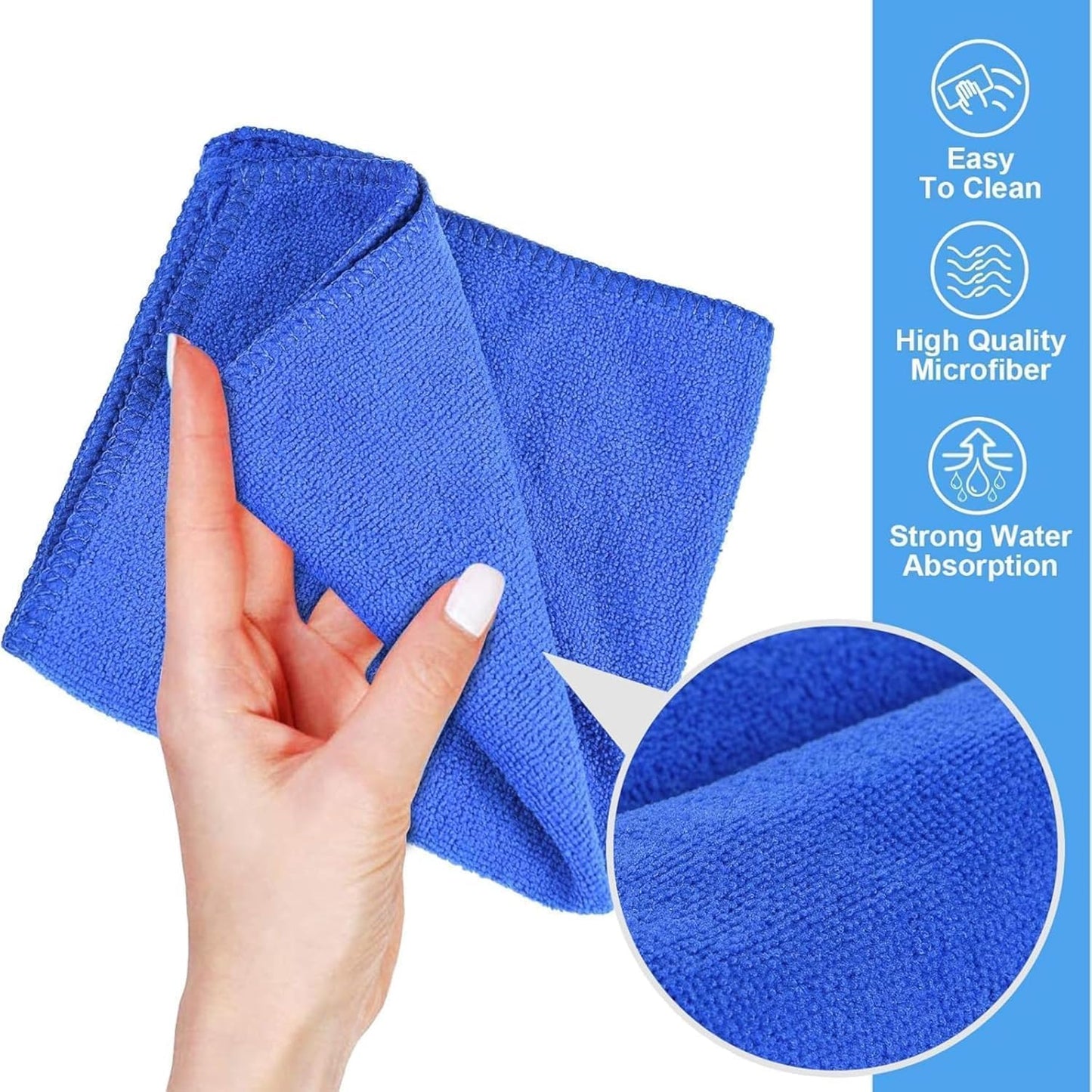 Single Microfiber Cleaning Cloth 40x40 cm - Ultra Absorbent Microfiber Cloth for Home, Kitchen Car Bathroom Rags Polish Cleaning 250 GSM (Blue)